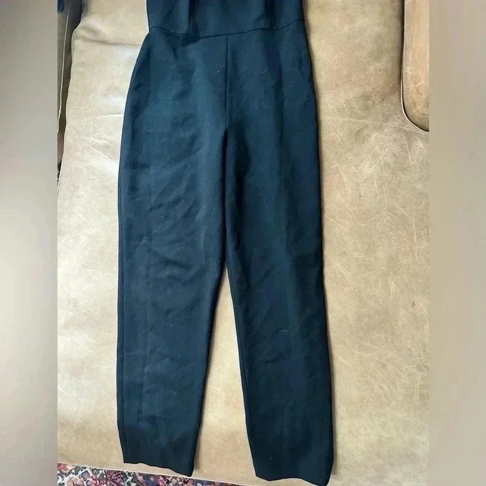French Connection Womens Black Square-Neck Tapered Leg Crop Jumpsuit Size 4 - Picture 4 of 13